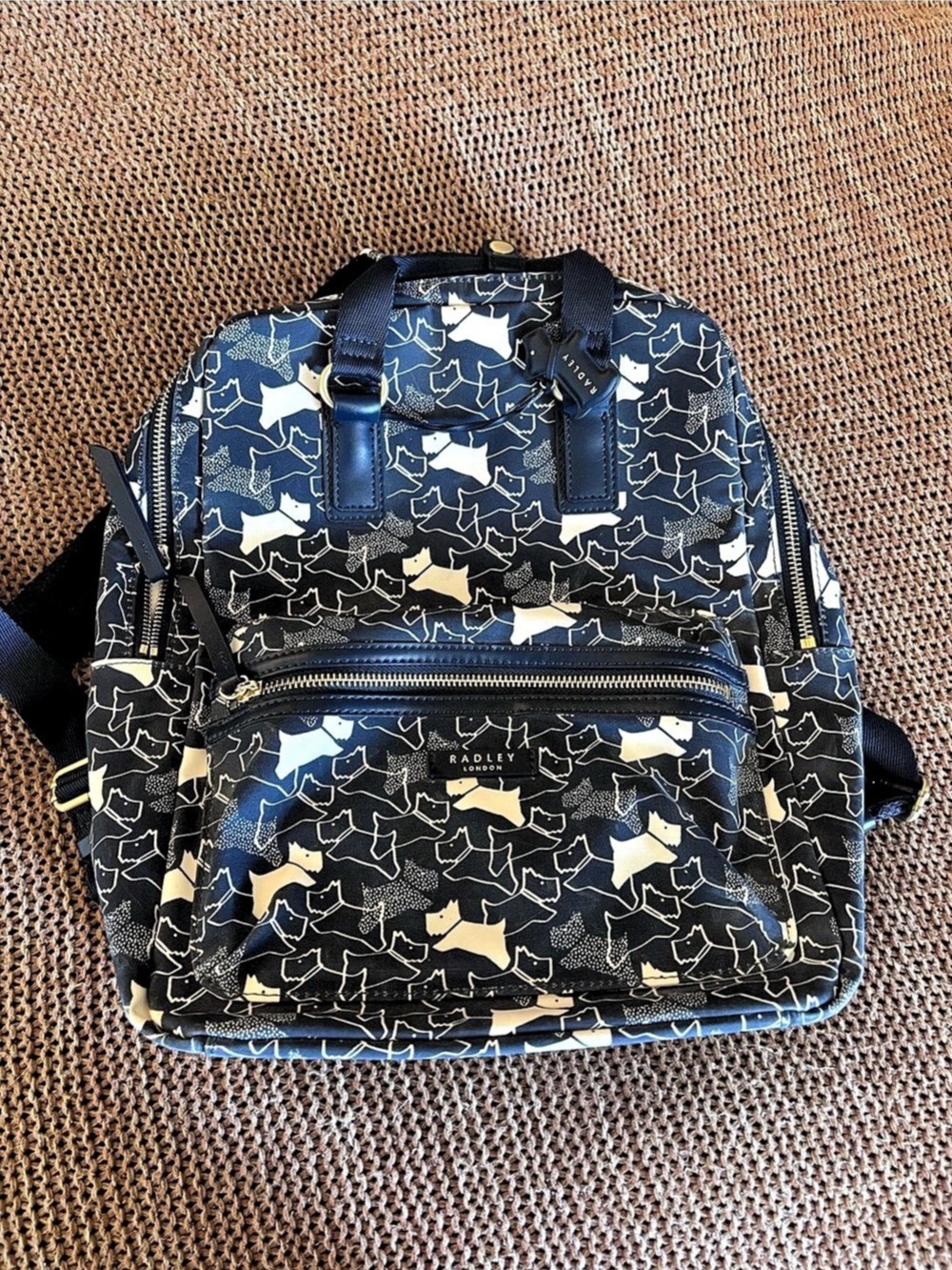 Radley London Scottie Dog Print Nylon Backpack Blue & Black